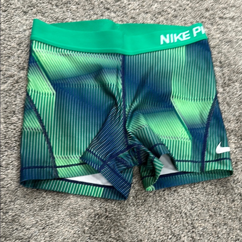 Nike Pro Green and Blue Shorts